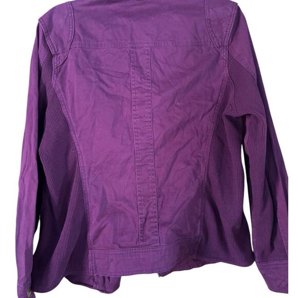 AMX Plum Purple Moto Jacket Lightweight Cotton Zipper Pockets Casual Streetwear - Picture 2 of 5